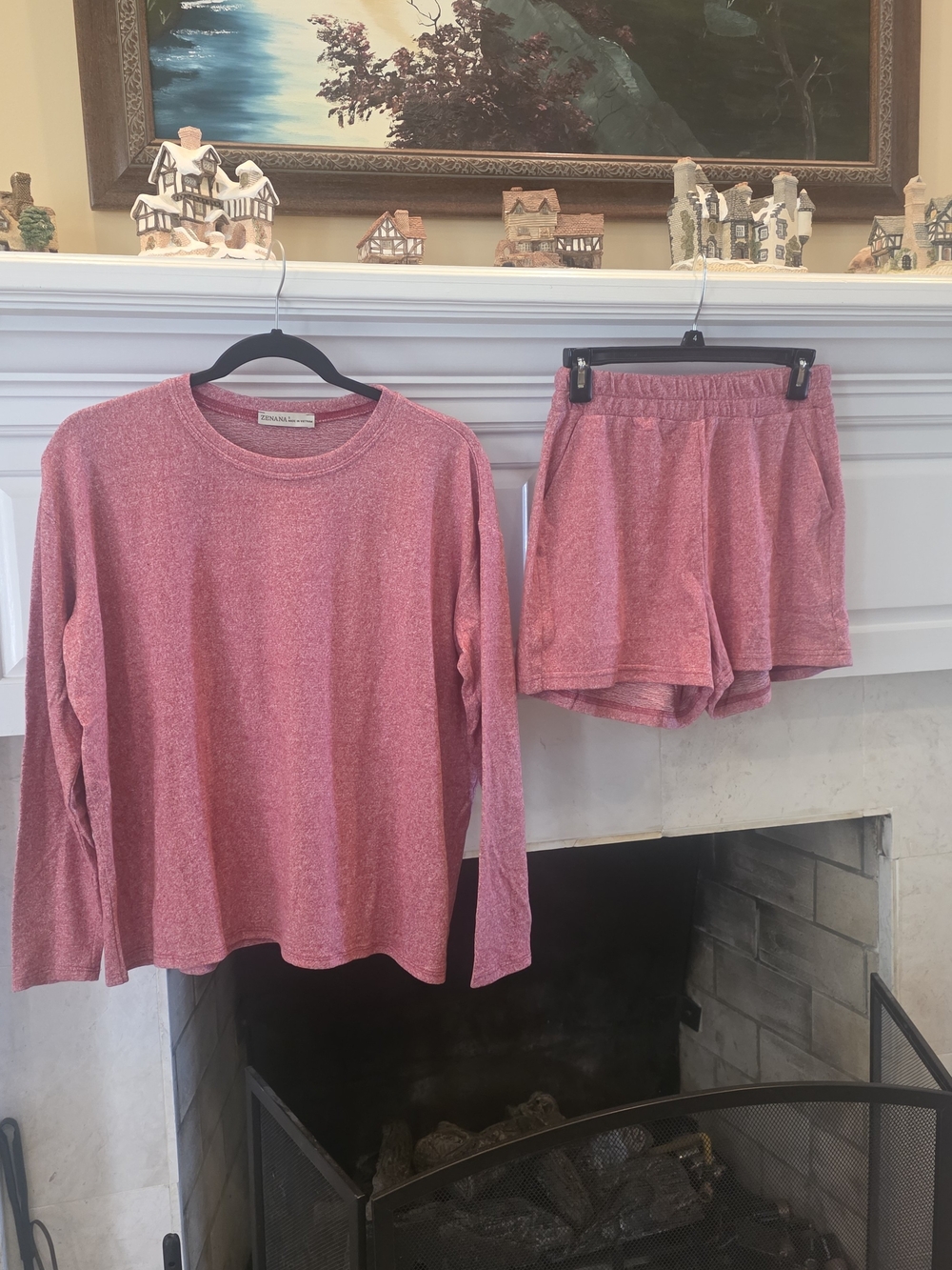 Zenana Outfitters Two-Piece Long-Sleeve Top & Shorts Set